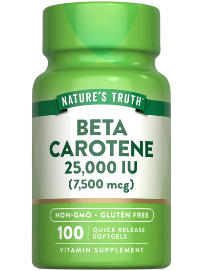 Natures Truth Beta Carotene 25000 IU Softgels | 100 Count | Vitamin A Supplement | Non-GMO and Gluten Free Supplement
