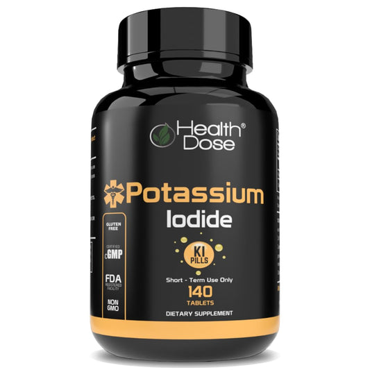 Health Dose Potassium + Iodide KI Supplement 130mg. 140 Tabs